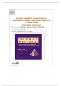 NURSING RESEARCH GENERATING AND ASSESSING EVIDENCE FOR NURSING PRACTICE 11TH EDITION BY POLIT BECK TEST BANK