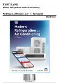 Test Bank: Modern Refrigeration and Air Conditioning 21st Edition by Althouse - Ch. 1-55, 9781635638776, with Rationales