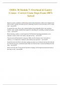 OSHA 30 Module 7: Overhead & Gantry Cranes - Correct Crane Steps Exam 100% Solved