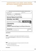 (QUESTION PAPER) A LEVEL EDEXCEL  PAPER 2 ORGANIC AND PHYSICAL CHEMISTRY JUNE 2024.PREDICTED ACTUAL QUESTION.
