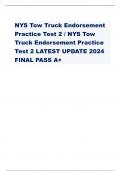 NYS Tow Truck Endorsement Practice Test 2 / NYS Tow Truck Endorsement Practice Test 2 LATEST UPDATE 2024 FINAL PASS A+