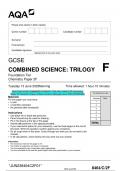 2023 AQA GCSE COMBINED SCIENCE: TRILOGY 8464/C/2F Chemistry  Paper 2F Question Paper & Mark scheme (Merged) June 2023 [VERIFIED]
