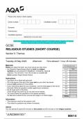 2023 AQA GCSE RELIGIOUS STUDIES (SHORT COURSE) 8061/5 Section 5 Themes  Question Paper & Mark scheme (Merged) June 2023 [VERIFIED]