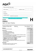 2023 AQA GCSE FRENCH 8658/RH Paper 3 Reading Higher Tier Question Paper & Mark scheme (Merged) June 2023 [VERIFIED]