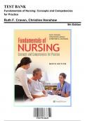 Test Bank: Fundamentals of Nursing: Concepts and Competencies for Practice, 9th Edition by Craven - Chapters 1-43, 9781975120429 | Rationals Included