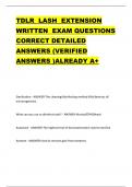 TDLR LASH EXTENSION WRITTEN EXAM QUESTIONS CORRECT DETAILED ANSWERS (VERIFIED ANSWERS )ALREADY A+