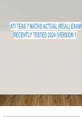 ATI TEAS 7 MATHS ACTUAL EXAM RECENTLY TESTED 2024 (VERSION 1&2)