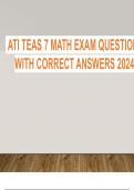 ATI TEAS 7 MATH QUESTIONS AND CORRECT ANSWERS REAL 2024 EXAM QUESTIONS