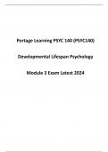 Portage Learning PSYC 140 (PSYC140)  Developmental Lifespan Psychology  Module 3 Exam Latest 2024 