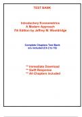 Test Bank for Introductory Econometrics A Modern Approach, 7th Edition Wooldridge (Chapter 2 to 19 included)