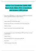 Autism Core Knowledge (QABA ABAT  Exam Study Slides) (Part 1) Questions and Answers 100% Solved 