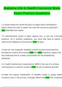 Alabama Life & Health Insurance State Exam Practice Questions and Answers 2024 / 2025 | 100% Verified Answers