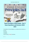 Texas Principles of Real Estate - Part 2 Exam Questions and Answers 2024-2025