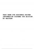 TEST BANK FOR BUSINESS DRIVEN INFORMATION SYSTEMS 5TH EDITION BY BALTZAN | VERIFIED.