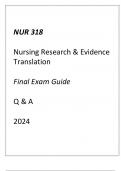 (ASU) NUR 318 Nursing Research & Evidence Translation Final Exam Guide Q & A 2024