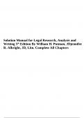 Solution Manual for Legal Research, Analysis and Writing 5th Edition By William H. Putman, JDjennifer R. Albright, JD, Llm | Complete All Chapters | VERIFIED.
