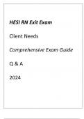 HESI RN Exit Exam (NCLEX Prep) Client Needs Comprehensive Exam Guide 65+ Qns & Ans 2024.