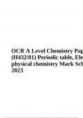 OCR A Level Chemistry Paper 1 (H432/01) Periodic table, Elements and physical chemistry Mark Scheme June 2023 (VERIFIED)