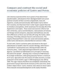 Comparison of Castro's and Peron's social and economic policies