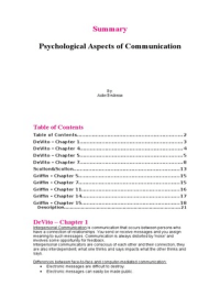 Summary Psychological Aspects of Communication