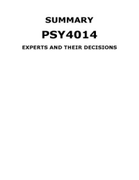 PSY4014 Experts and their decisions