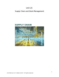 Unit 25 - Supply Chain and Stock Management