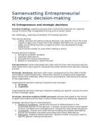 Samenvatting strategic decision making incl. papers