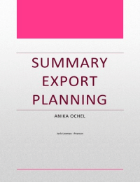 Summary Export Planning