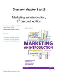 Summary: Glossary - chapter 1 to 16 - Marketing an Introduction, 2th (second) edition
