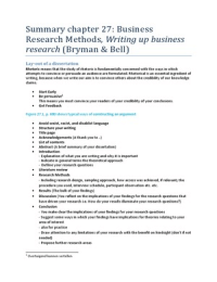 Samenvatting hoofdstuk 27: Business Research Methods