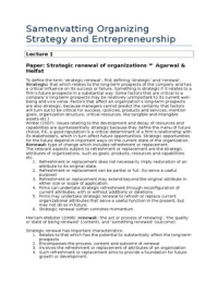 Samenvatting alle papers Organizing Strategy and Entrepreneurship