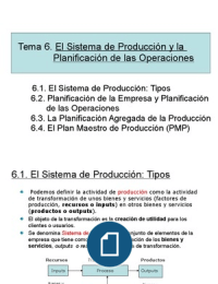 Tema 6 - El Sistema de Producción y la Planificación de las Operaciones