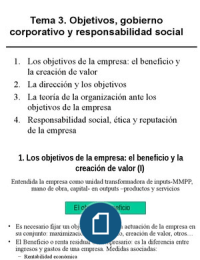 Tema 3 - Objetivos, Gobierno Corporativo y Responsabilidad Social