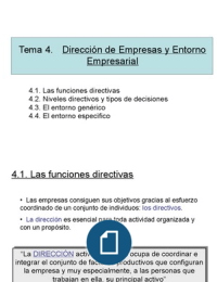 Tema 4 - Dirección de Empresas y Entorno Empresarial