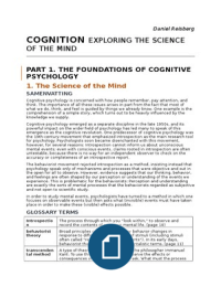 Cognition (Reisberg), Samenvatting en begrippen, hoofdstuk 1, 3-9, 11, 12