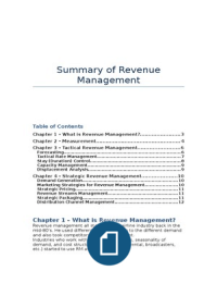 Summary of Revenue Management