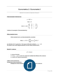 Econometrics 2 / Econometrie 2 (Summary & Skill sheet)