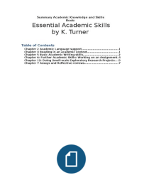 Summary Essential Academic Skills by K. Turners Pre-master marketing VU