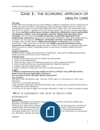 HPI4001 Economics of Healthcare