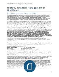 HPI4007 Financial Management of Healthcare 