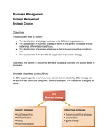 Strategic Choices - Detailed Lecture Notes