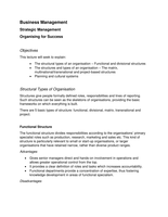 Strategic Organisational Structure - Detailed Lecture Notes