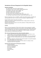 Revenue management - Year 2 Stenden Summary Design Module