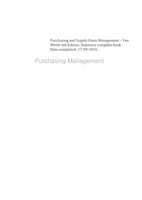 Summary book Purchasing Management and Supply Chain Management Van Weele 6th edition