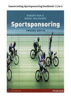 Samenvatting Sportsponsoring hoofdstuk 1 t/m 6! Minor evenementmanagement! 