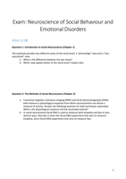 Complete Exam Neuroscience of social behaviour and emotional disorders (NSBED)