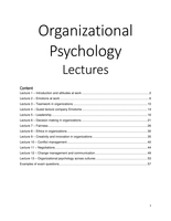 Lectures Organizational Psychology