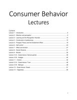 Lectures Consumer Behavior 