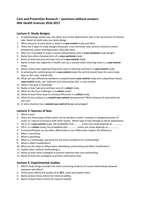 Care and Prevention Research - Practice Questions