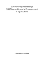 1JK10 Leadership and self-management in organizations - Summary of required readings
